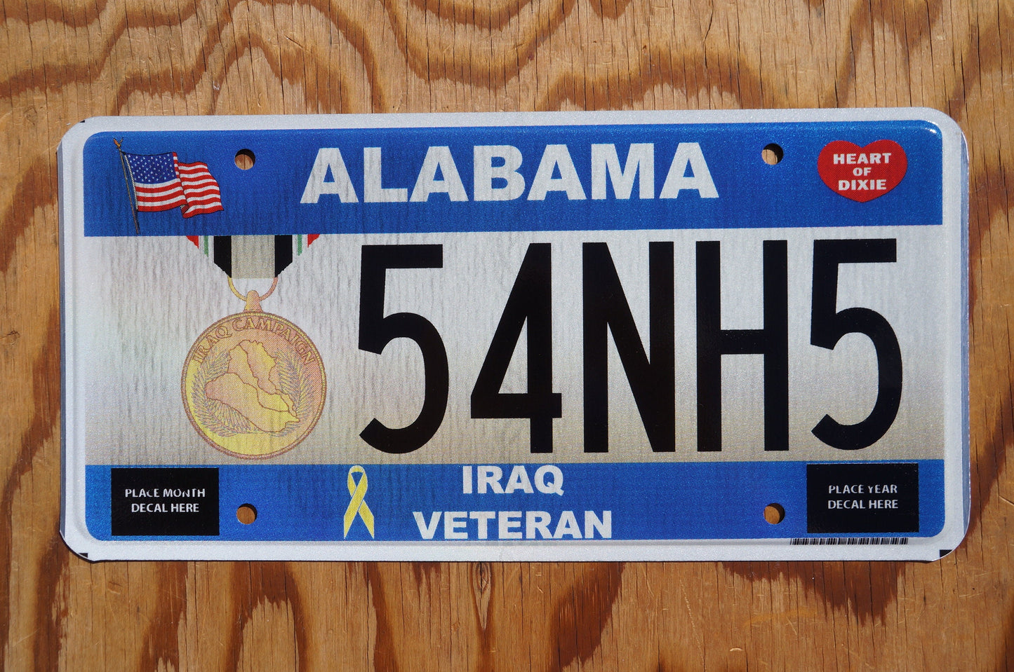 Alabama IRAQ VETERAN License Plate - Military Army Gold Metal
