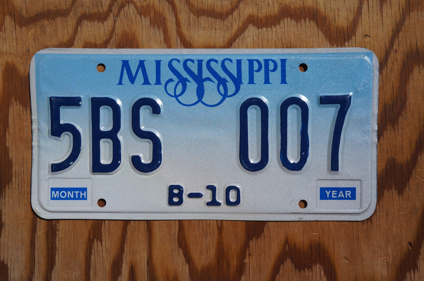 Mississippi Blue Vintage License Plate - 5BS 007