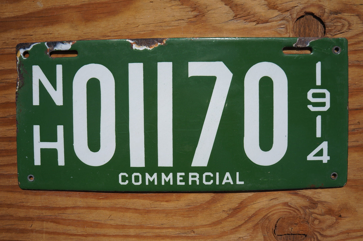 1914 New Hampshire PORCELAIN COMMERCIAL License Plate