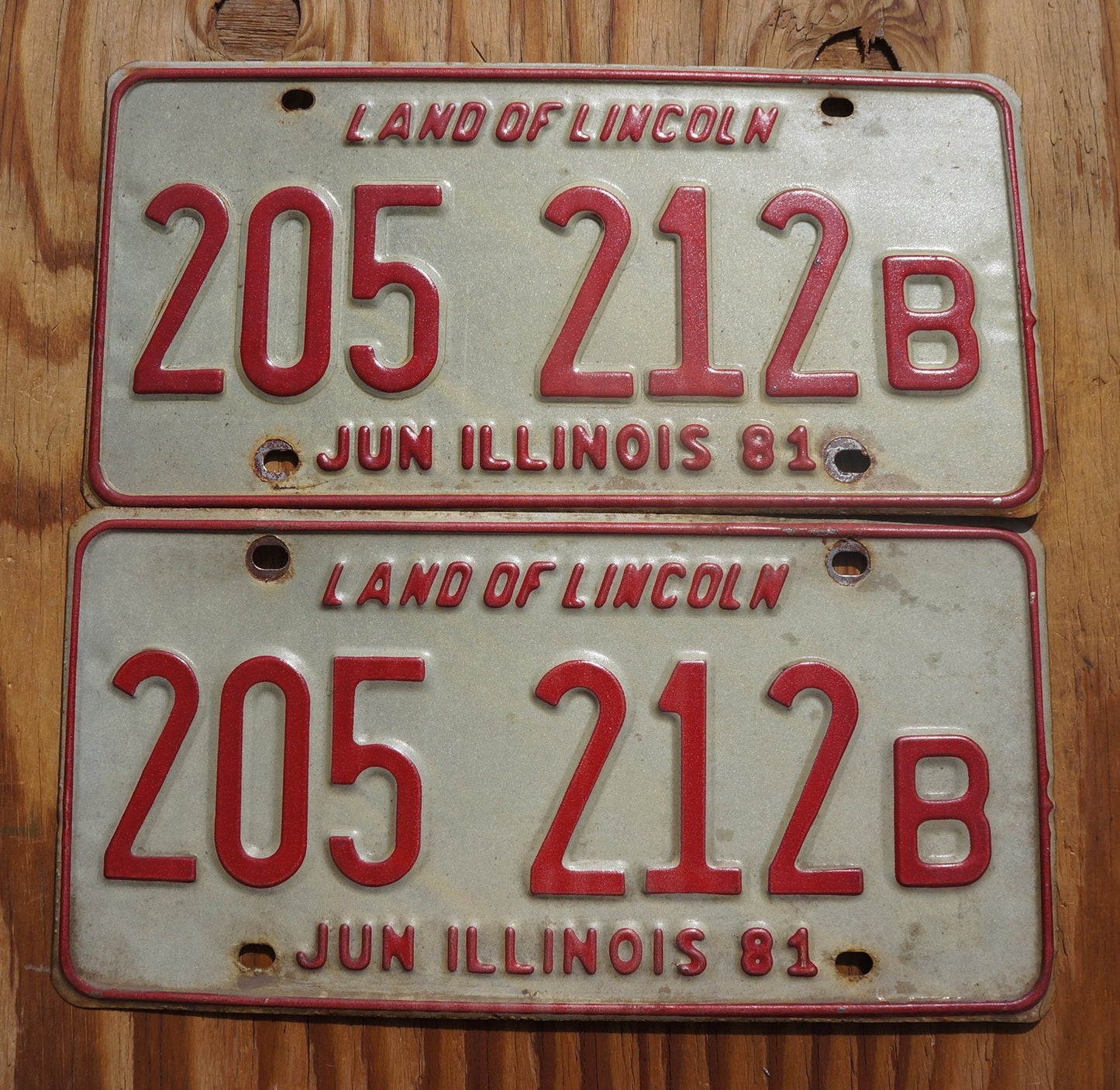 1981 Illinois License Plate Pair / Set - Land of Lincoln