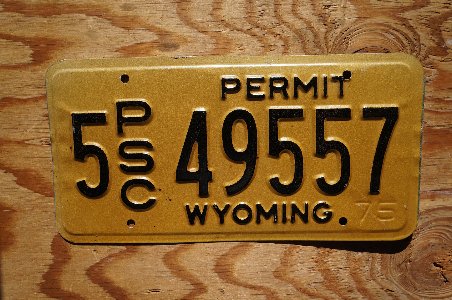 1975 Wyoming PSC Permit Public Service Commission License Plate