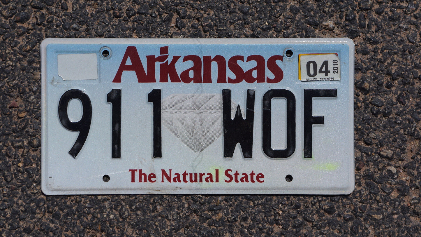2004 Arkansas DIAMOND License Plate # 911 - WOF