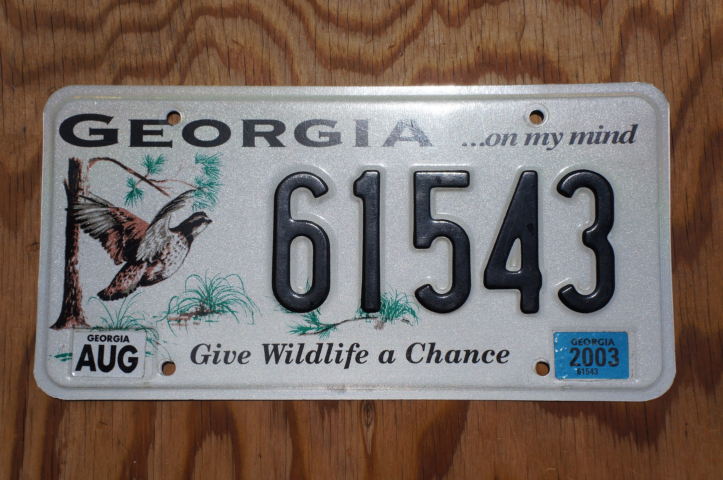 2003 Georgia Give Wildlife A Chance Bird Graphic License Plate