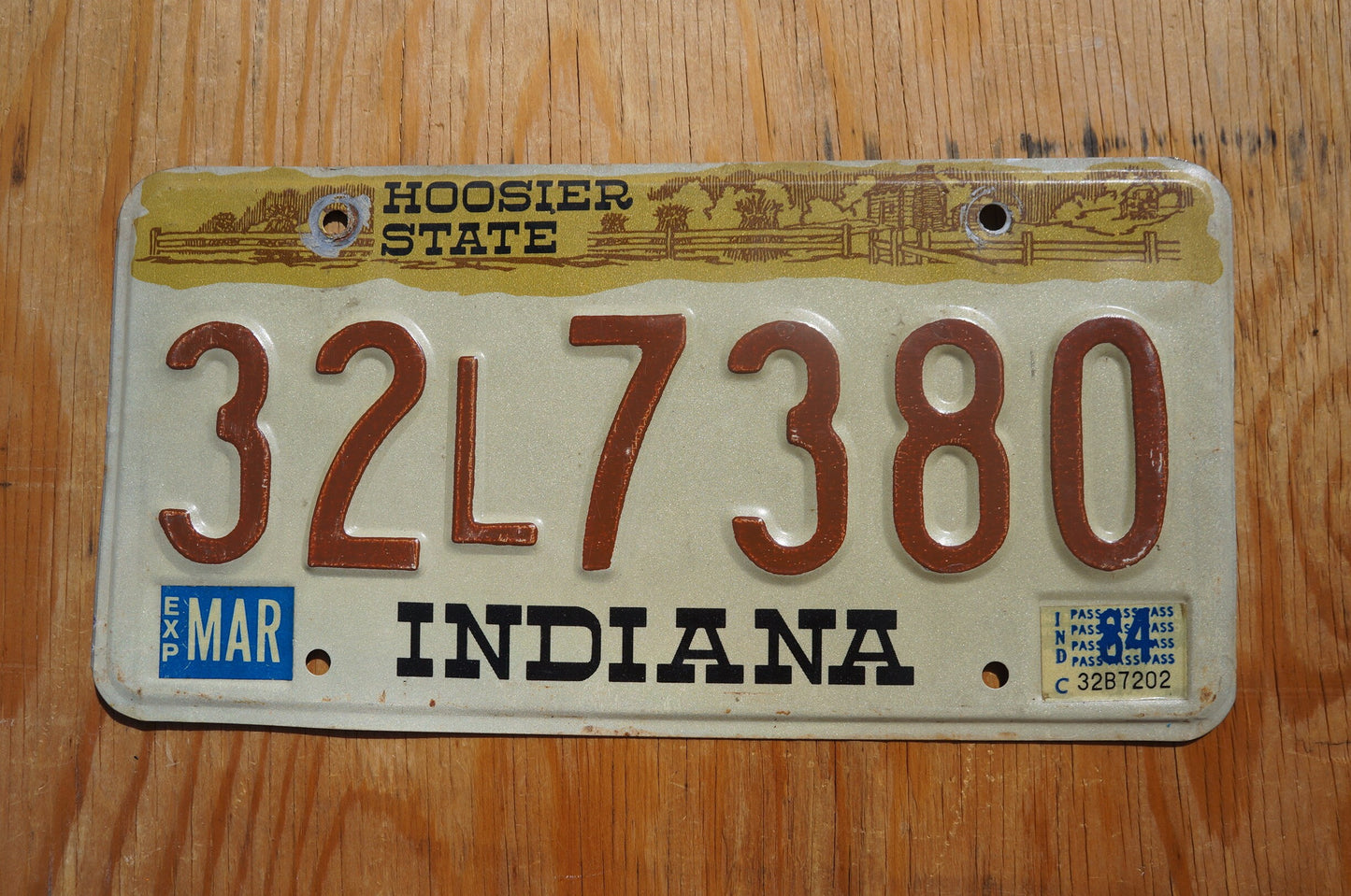 1984 Indiana Graphic License Plate Hooster State