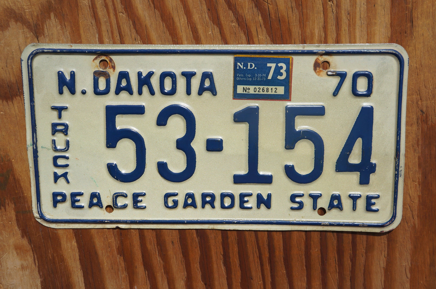 1970 1973 North Dakota Vintage Truck License Plate - Peace Garden State