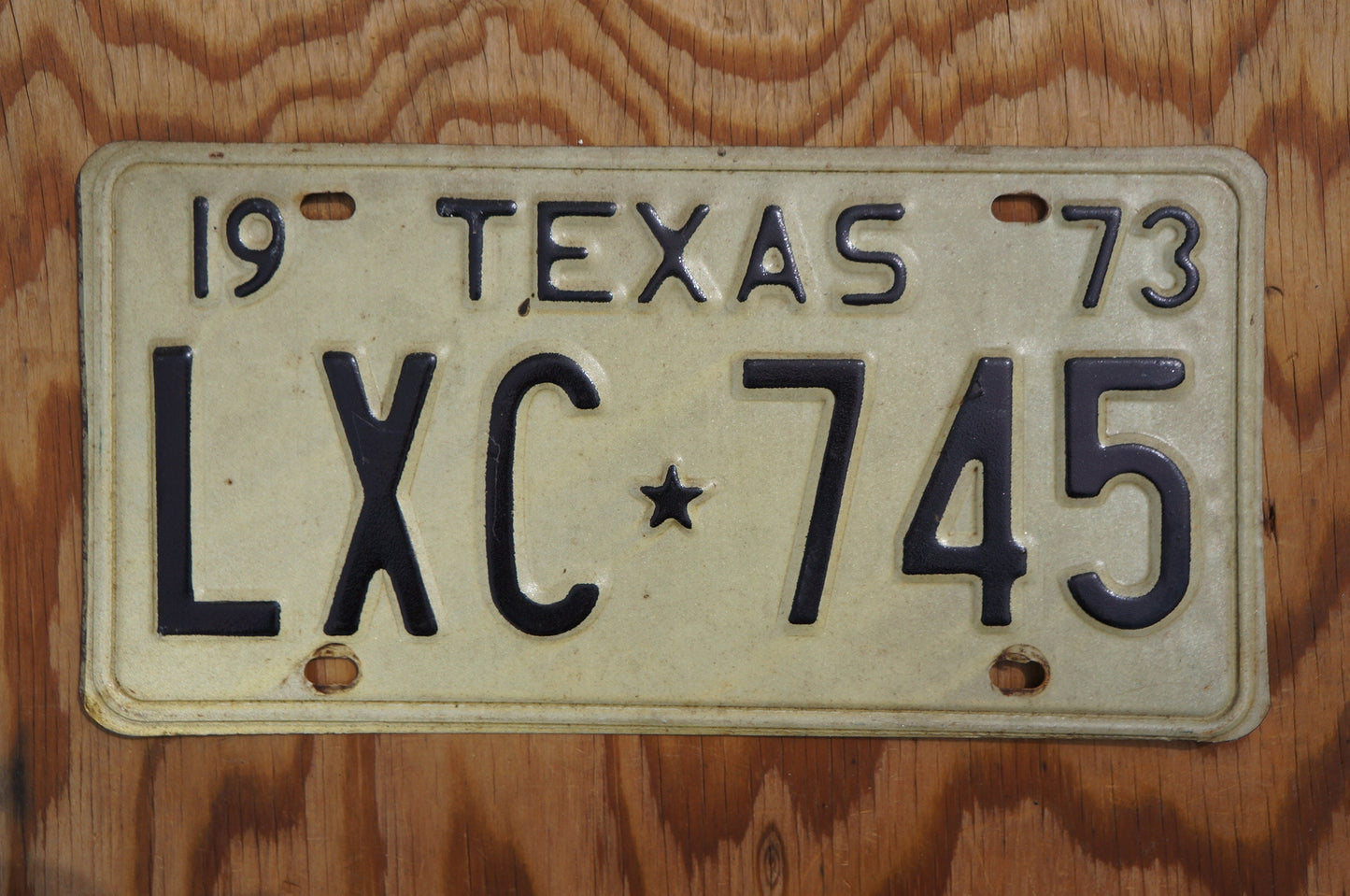 1973 Texas Lone Star State License Plate # LXC - 745