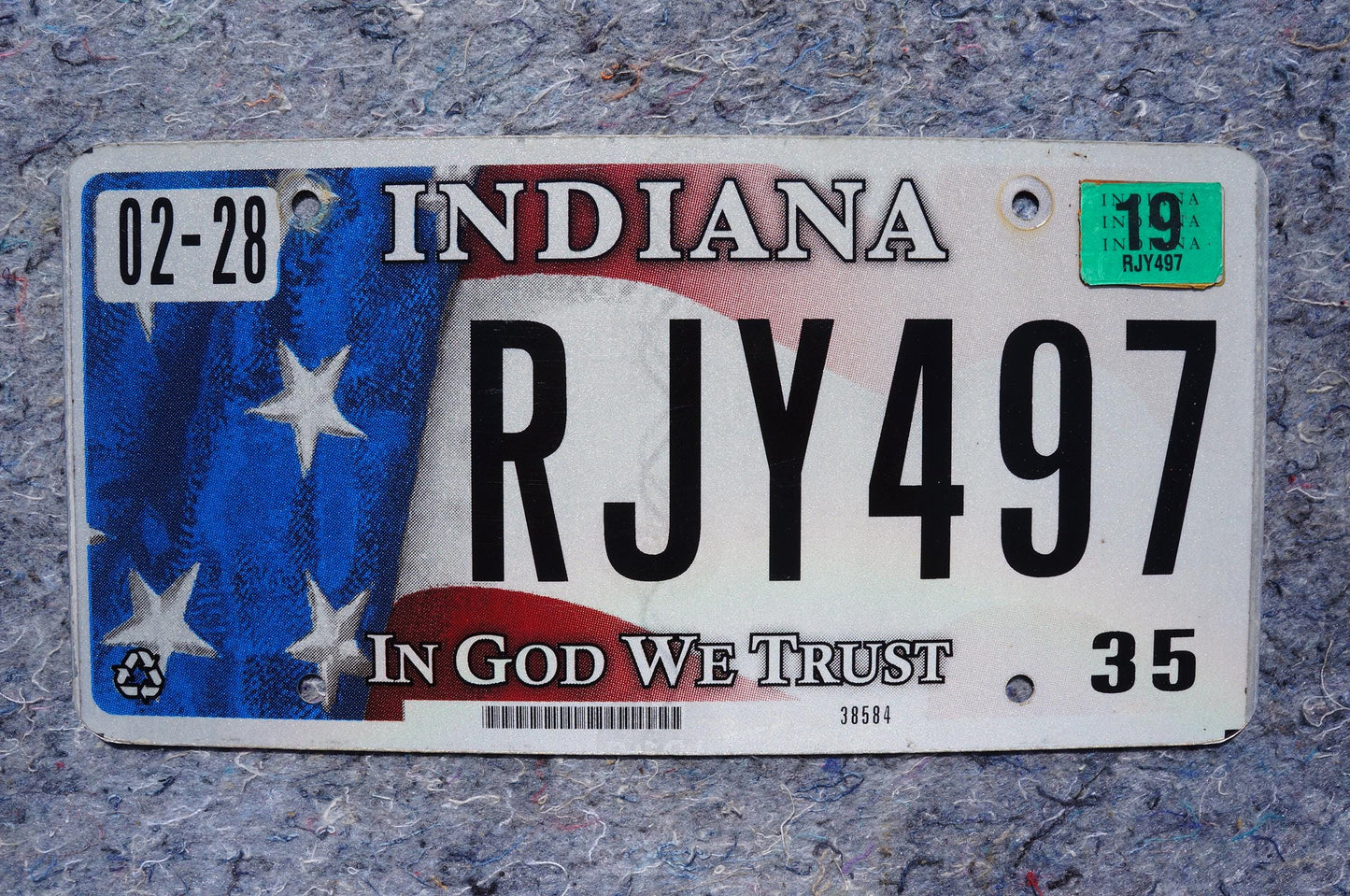 2019 Indiana In God We Trust Flag Graphic License Plate