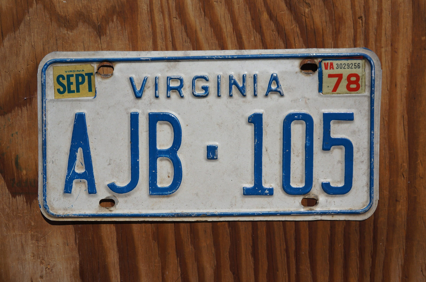 1978 Virginia Vintage White License Plate
