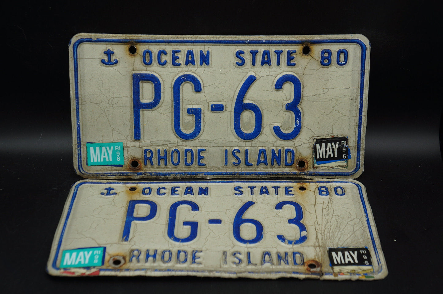 1980 Rhode Island Vintage License Plate PAIR / SET # PG - 63