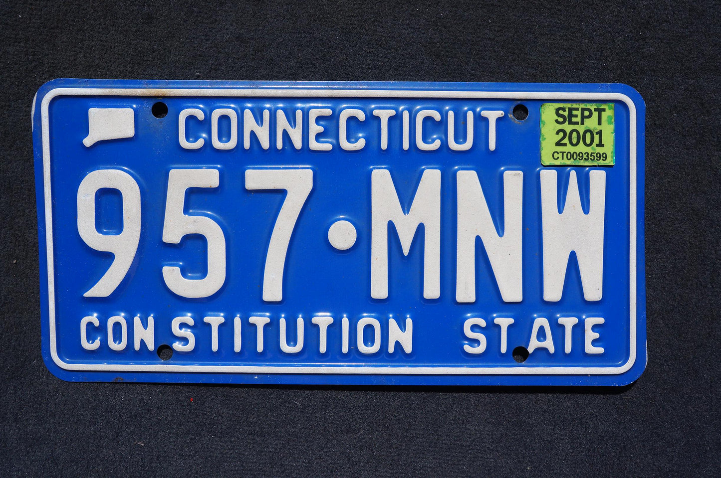 2001 Connecticut Blue Vintage License Plate - Constitution State