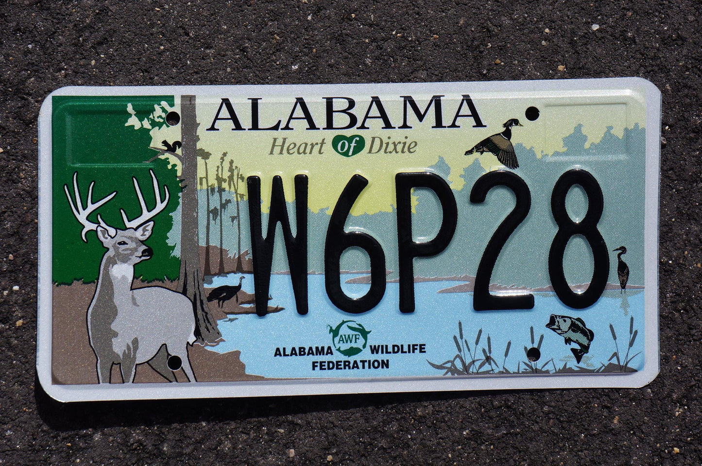 Alabama WILDLIFE FEDERATION AWF Colorful Graphic License Plate - Deer bird lake