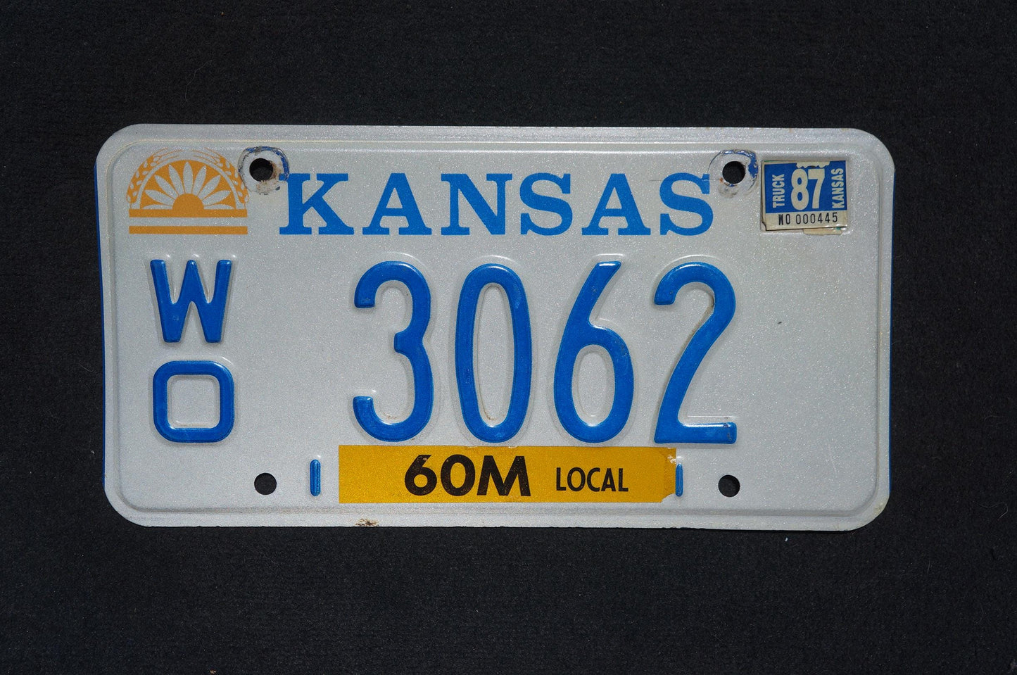 1987 Kansas Vintage License Plate # 3062