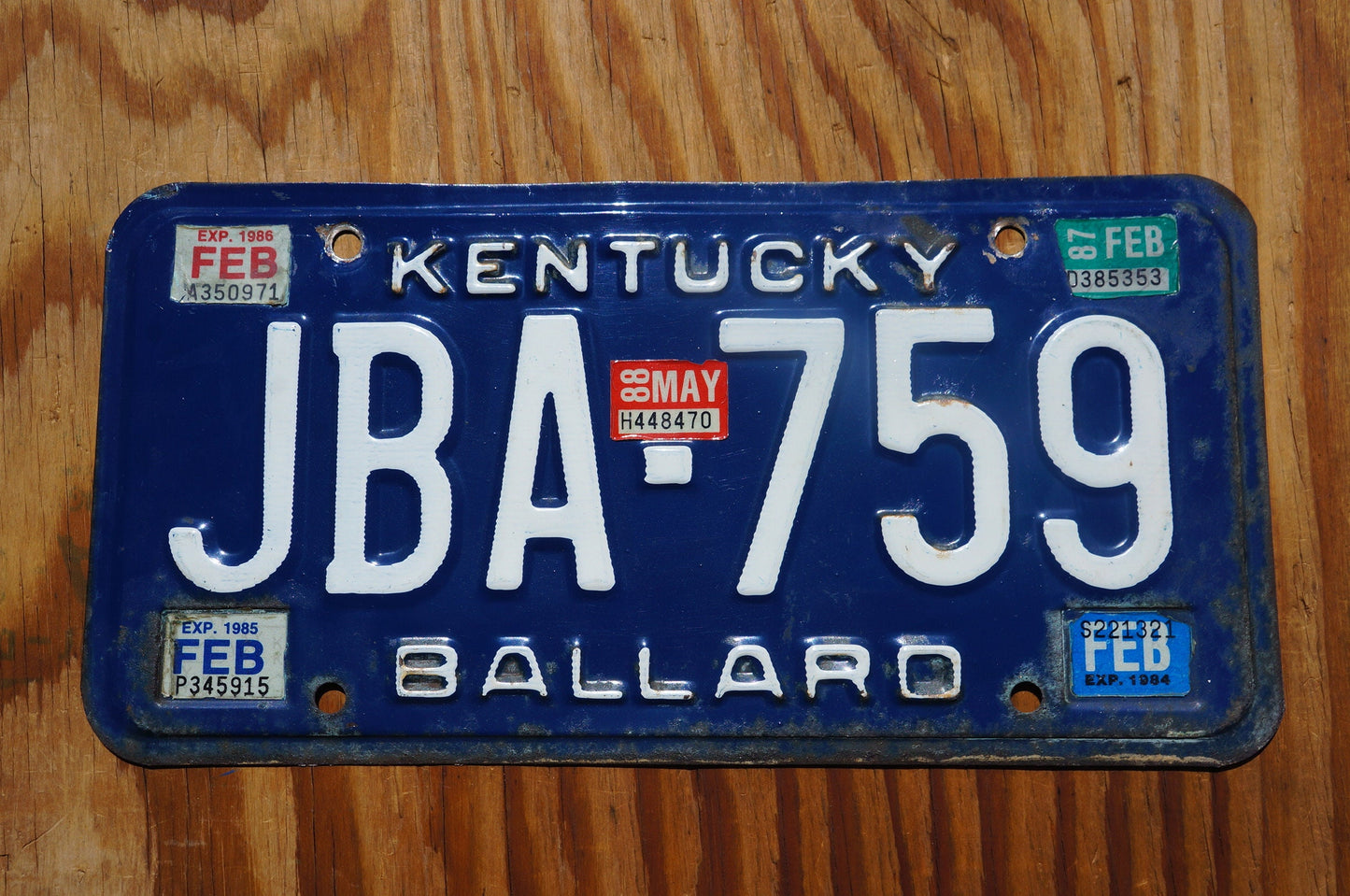 1984 1985 1986 1987 1988 Kentucky Vintage Blue License Plate