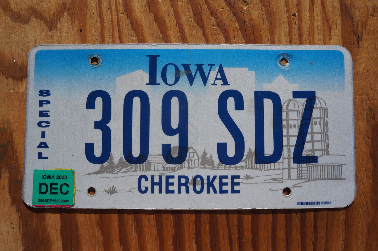 2020 Iowa SPECIAL License Plate # 309 SDZ