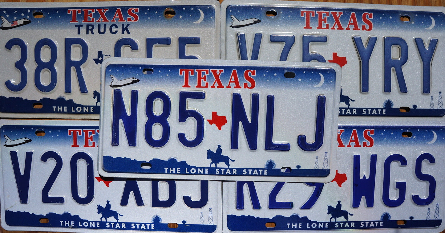 TEXAS SPACE SHUTTLE Embossed License Plate Tags - Stars Moon Cowboy