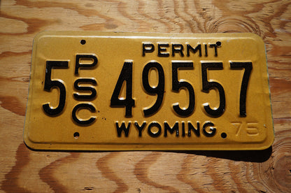 1975 Wyoming PSC Permit Public Service Commission License Plate