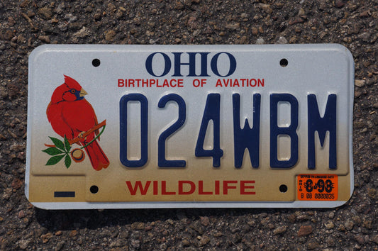 1998 Ohio WILDLIFE Colorful Graphic License Plate - Cardinal Red Bird