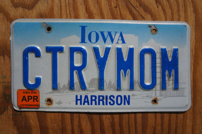 2006 Iowa Country Mom Vanity License Plate Harrison county - CTRY MOM