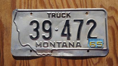 1965 Montana TRUCK Silver License Plate State Shape # 39 - 472