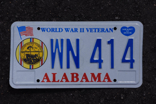 Alabama WORLD WAR II Veteran License Plate -