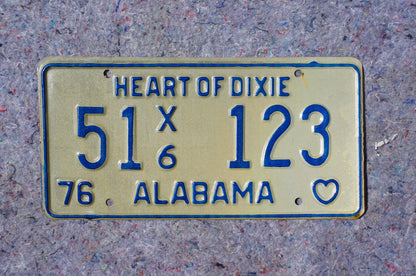 1976 Alabama Vintage License Plate # 51 - 123