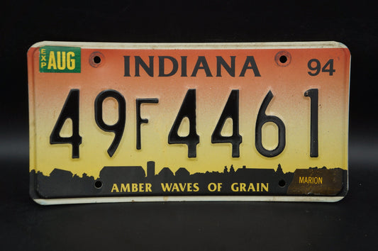 1994 Indiana Amber Waves of Grain Pink Yellow License Plate
