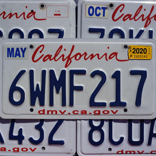 CALIFORNIA LICENSE PLATES - Lipstick Blue on White License Plate Tags Random Numbers