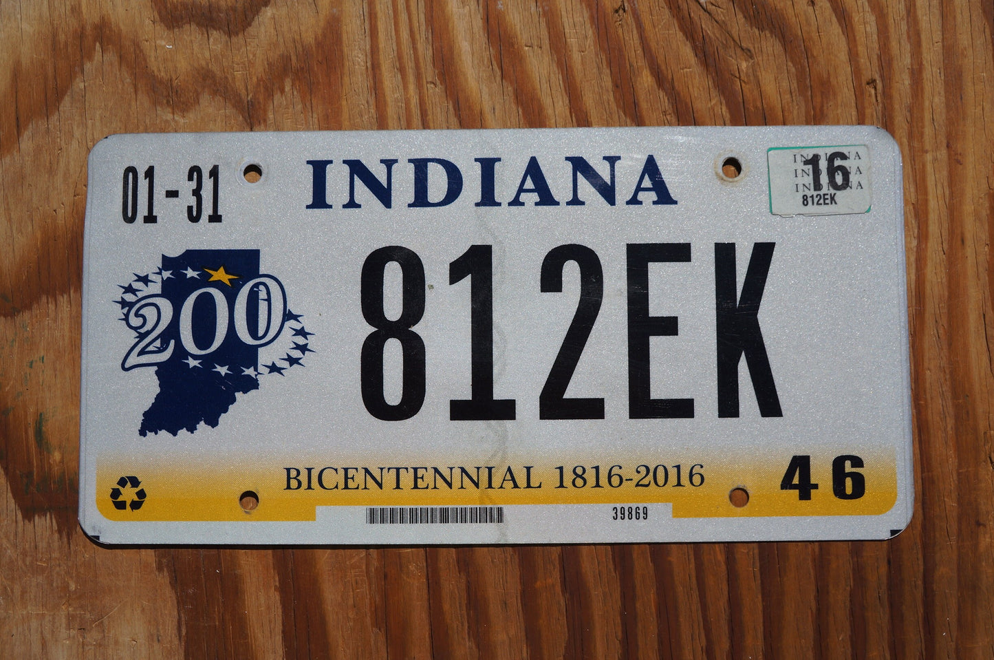 2016 Indiana Bicentennial 200 Years Graphic License Plate