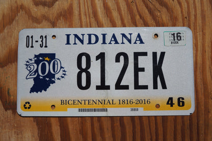 2016 Indiana Bicentennial 200 Years Graphic License Plate