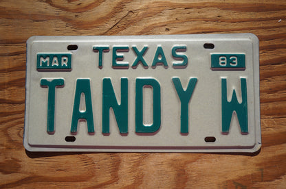 1983 Texas Vanity Vintage License Plate # TANDY W