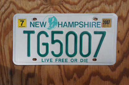 2007 New Hampshire Vintage license plate # TG5007