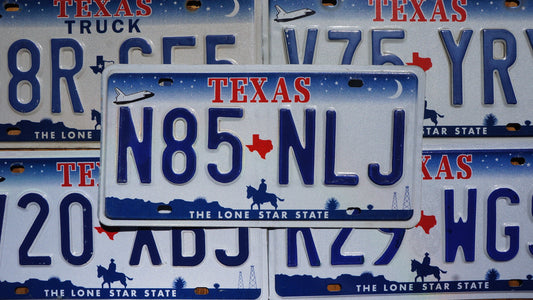 TEXAS SPACE SHUTTLE Embossed License Plate Tags - Stars Moon Cowboy