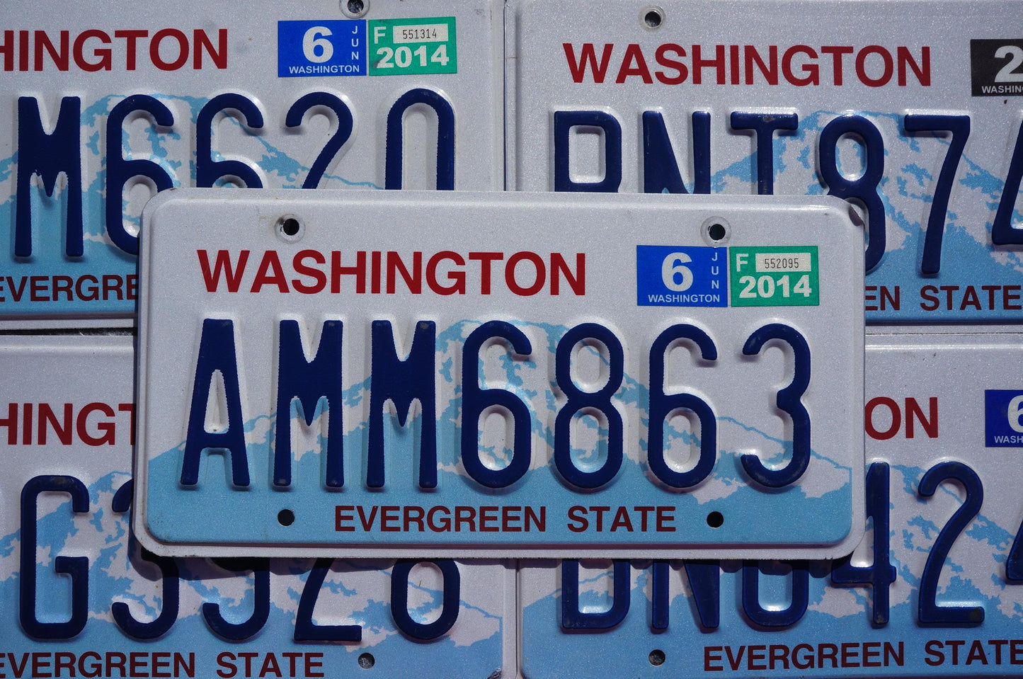 Washington State License Plate: Evergreen State, Blue & Yellow