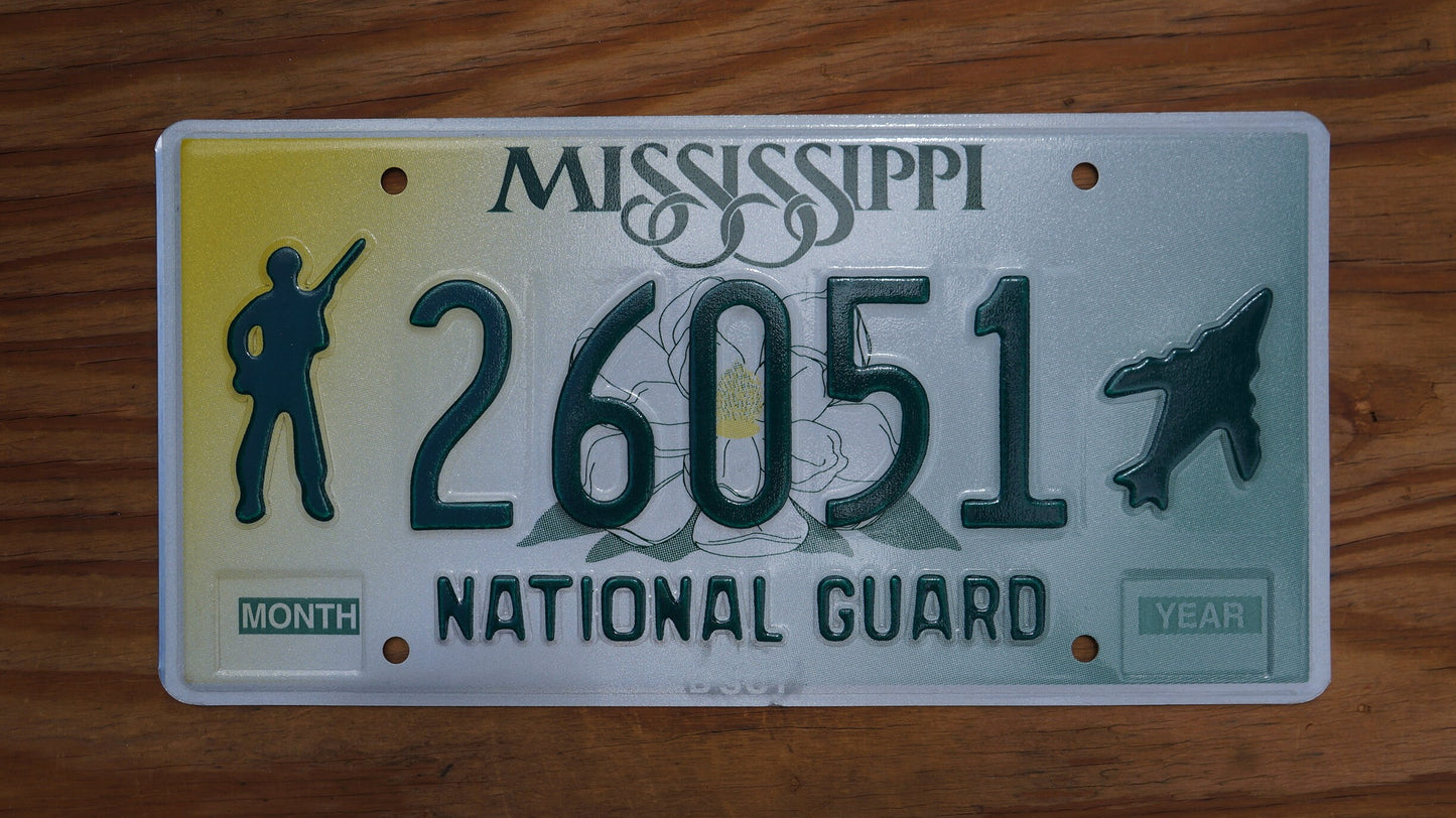 Mississippi National Guard License Plate # 25402 - Soldier Jet Magnolia