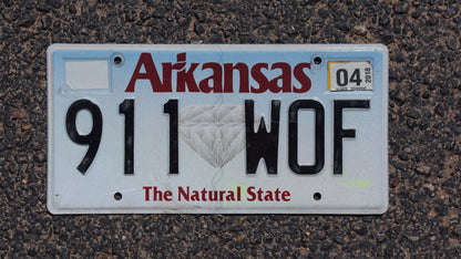 2004 Arkansas DIAMOND License Plate # 911 - WOF
