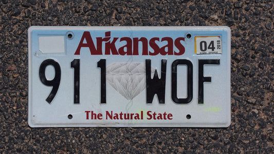 2004 Arkansas DIAMOND License Plate # 911 - WOF