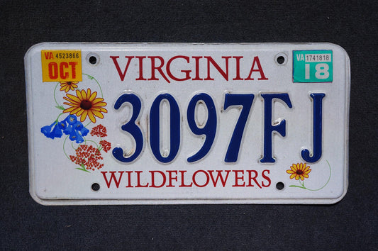 2018 Virginia WILDFLOWERS Graphic License Plate