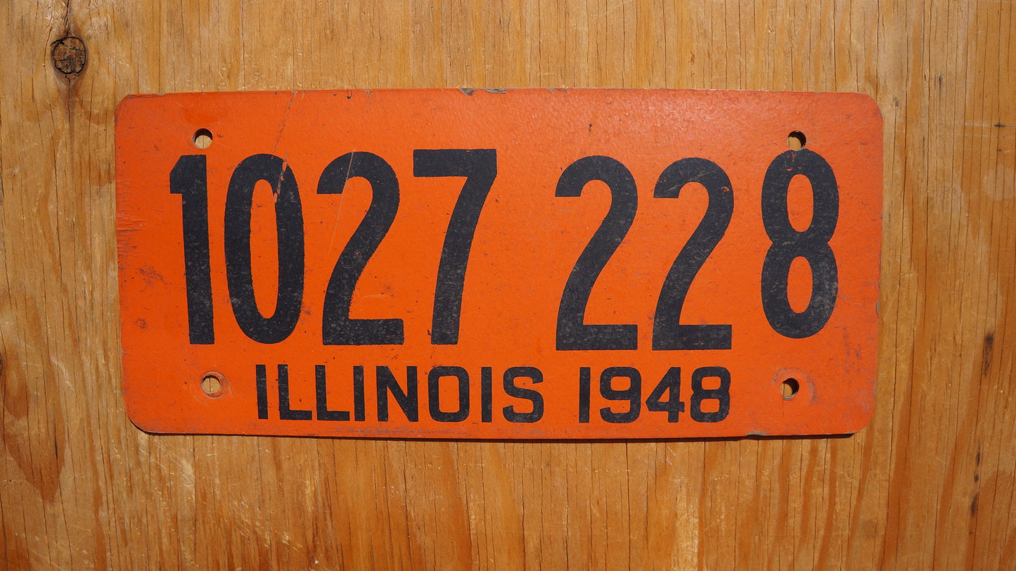 1948 Illinois FIBER BOARD Orange License Plate