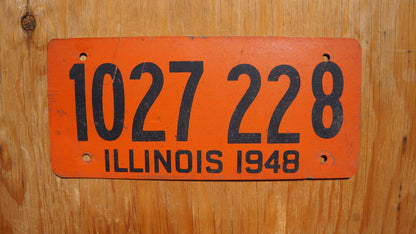 1948 Illinois FIBER BOARD Orange License Plate