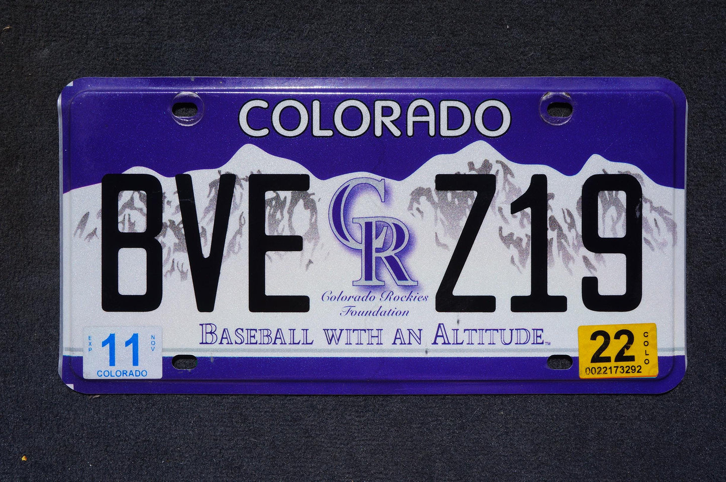 2022 Authentic Colorado ROCKIES License Plate - American BASEBALL SPORT