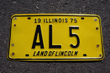 1975 Illinois Yellow Vanity License Plate # AL 5