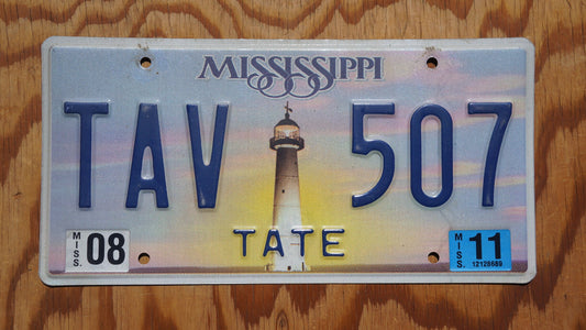 2011 Mississippi Light House TATE Purple License Plate