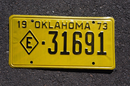 1973 Oklahoma EXEMPT Yellow License Plate