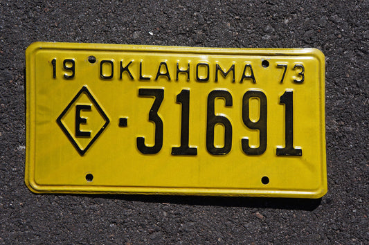 1973 Oklahoma EXEMPT Yellow License Plate