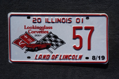 2001 Illinois Lookingglass Corvettes License Plate # 57