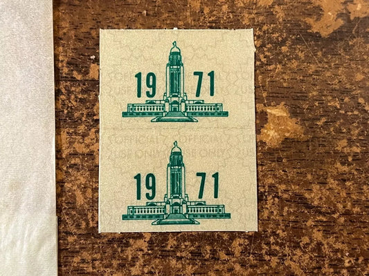 AUTHENTIC 1971 Nebraska License Plate Validation Stickers PAIR / SET - For 1969