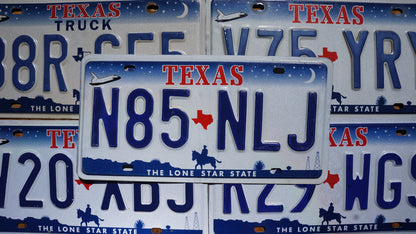 TEXAS SPACE SHUTTLE Embossed License Plate Tags - Stars Moon Cowboy