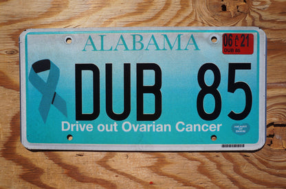 2021 Alabama Blue Ribbon License Plate - Drive out Ovarian Cancer # DUB 85