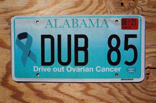 2021 Alabama Blue Ribbon License Plate - Drive out Ovarian Cancer # DUB 85