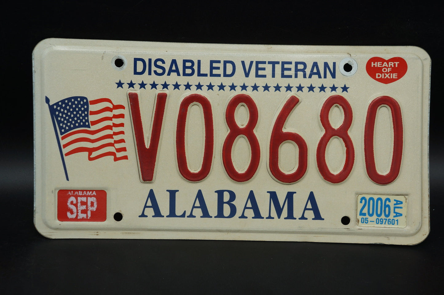2006 DISABLED VETERAN Alabama Flag License Plate